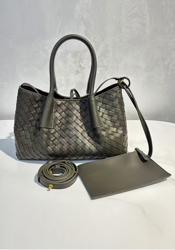 Mia Gallery Woven Leather Shoulder Small Bag Green