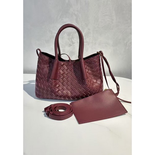 Mia Gallery Woven Leather Shoulder Small Bag Wine