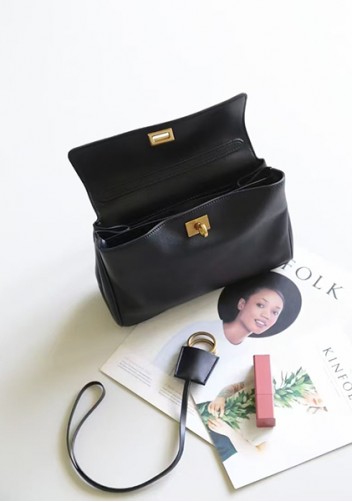 Bravado Smooth Leather 35CM Bag Black Antique Gold