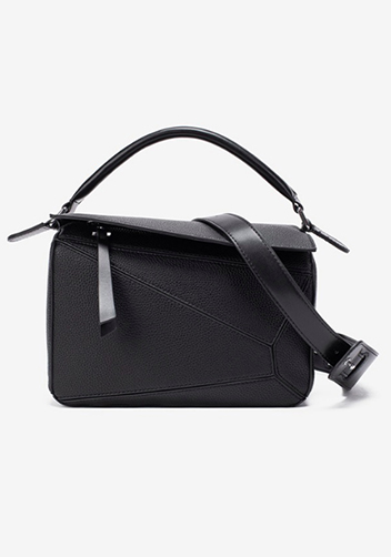 Adrienne Geometry Vegan Leather Shoulder Bag Black