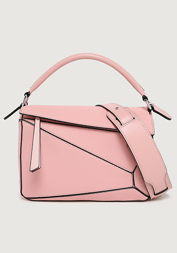 Adrienne Geometry Vegan Leather Shoulder Bag Pink