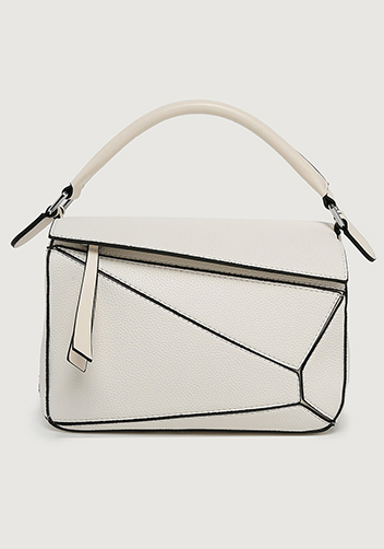 Adrienne Geometry Vegan Leather Shoulder Bag White