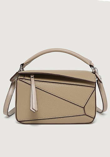 Adrienne Geometry Vegan Leather Shoulder Bag Small Beige