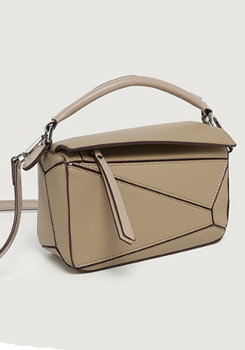 Adrienne Geometry Vegan Leather Shoulder Bag Small Beige