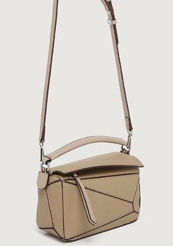 Adrienne Geometry Vegan Leather Shoulder Bag Small Beige