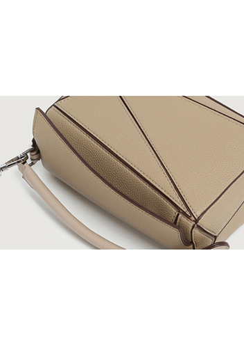 Adrienne Geometry Vegan Leather Shoulder Bag Small Beige