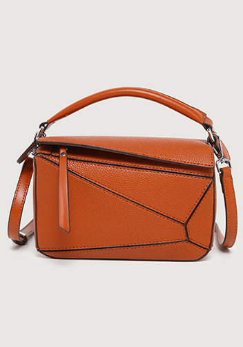 Adrienne Geometry Vegan Leather Shoulder Bag Small Camel