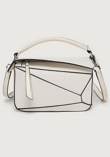 Adrienne Geometry Vegan Leather Shoulder Bag Small White