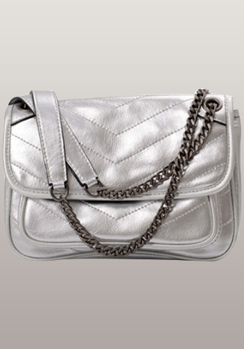 Yvonne Leather Shoulder Bag Silver