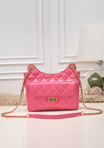 Adele Cowhide Chain Backpack Bag Light Pink