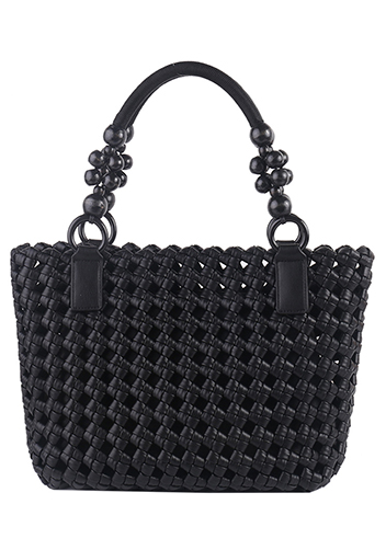 Mia Hollowing Woven Shoulder Bag Black